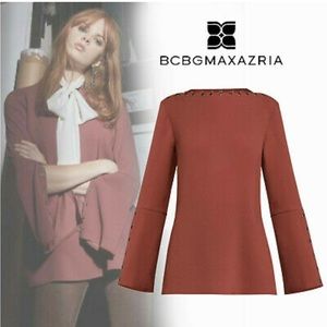 BCBGMaxAzria LAYCIE SNAP TOP HENNA Top